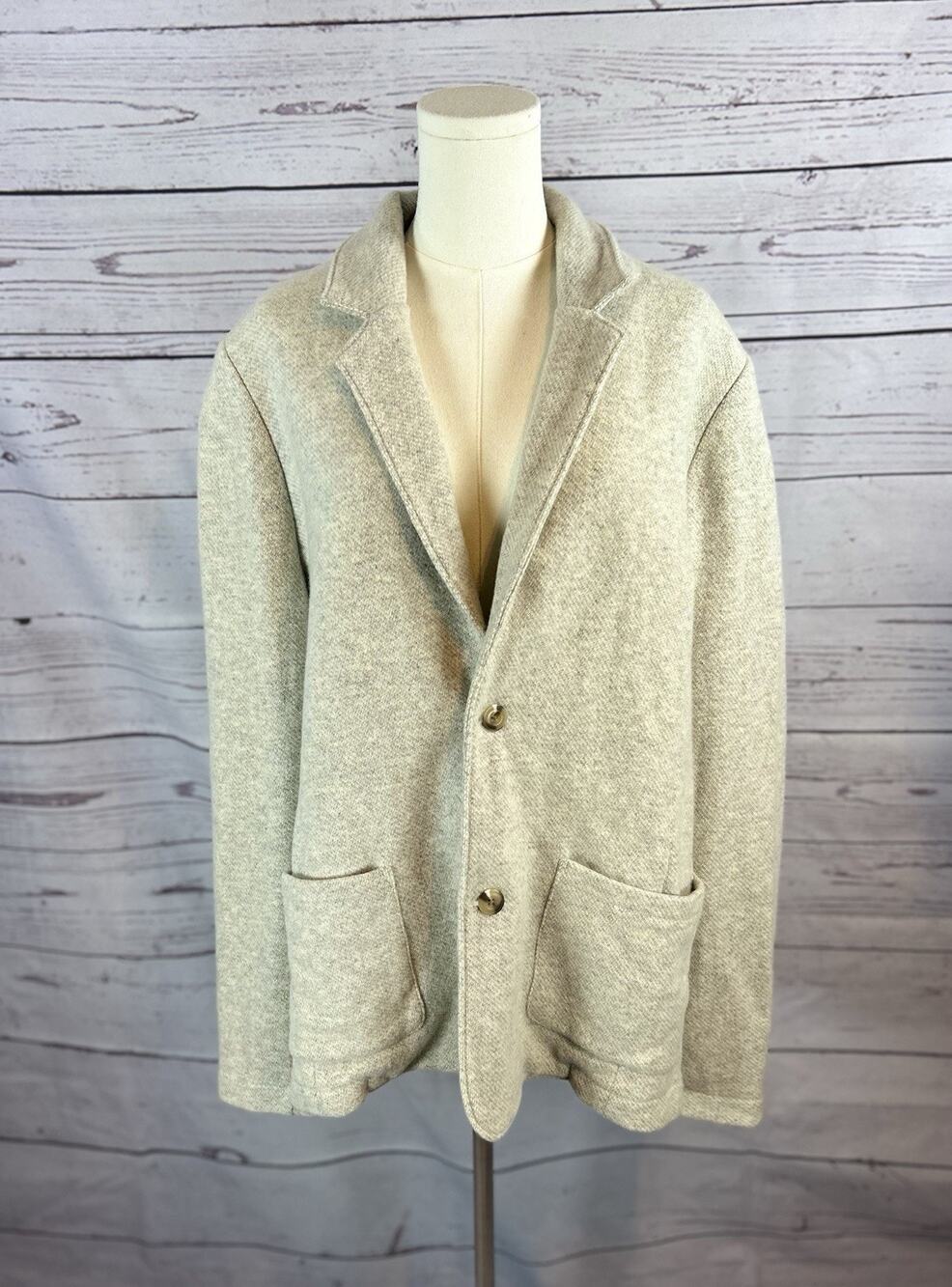 Vince Men’s Wool Blend Knit Fleece Blazer Jacket Large Italian Fabric